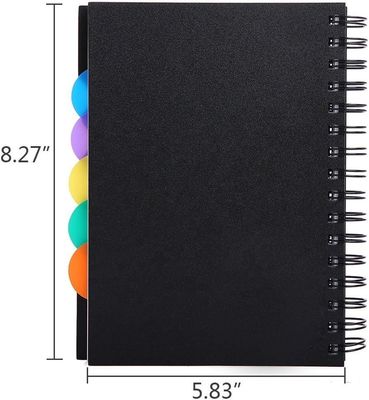 PP Cover A5 Project Notebook com linhas horizontais dentro das páginas e divisores de PP coloridos