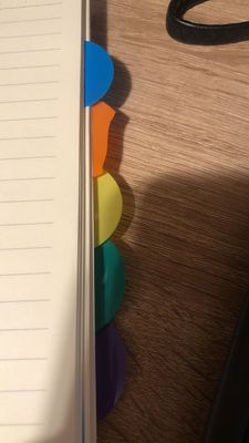 PP Cover A5 Project Notebook com linhas horizontais dentro das páginas e divisores de PP coloridos